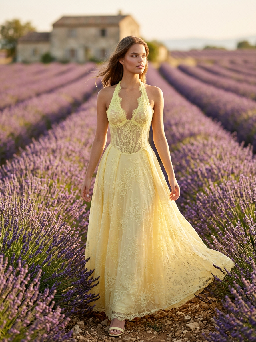 Yellow lace gown - Provence
