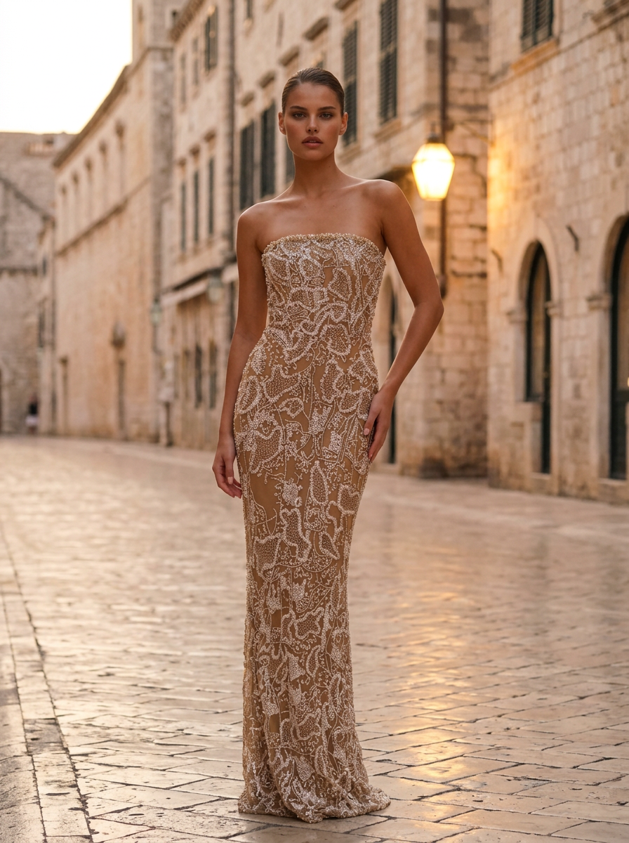 Vittoria gold beaded gown - Dubrovnik